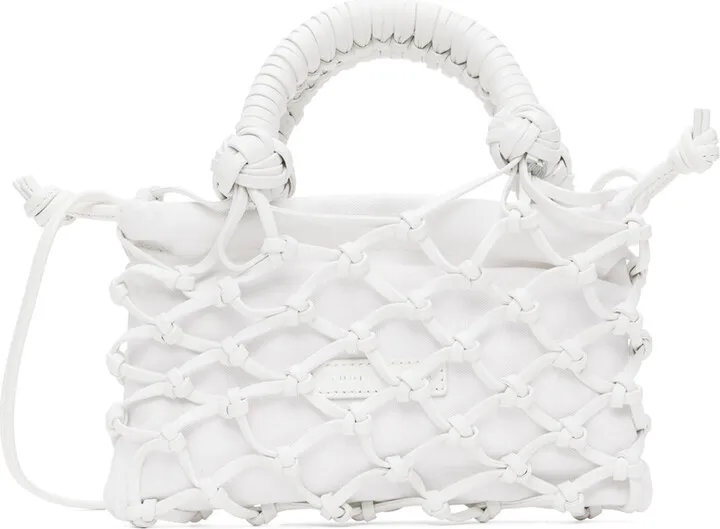 Studio Amelia White Trellis Knotted Mini Bag
