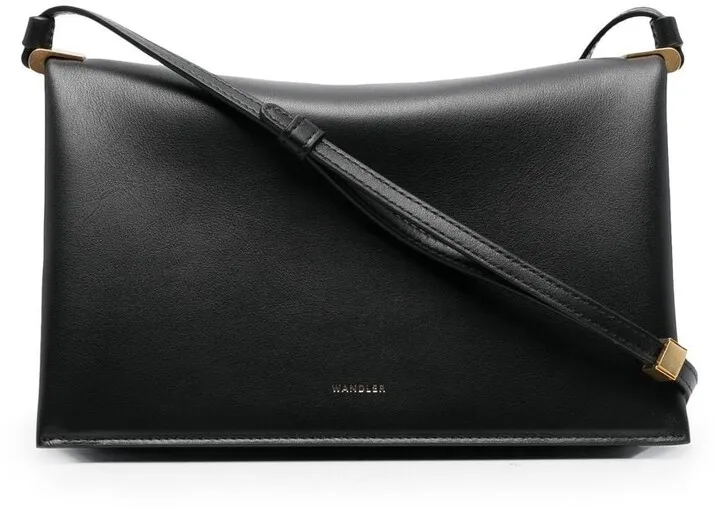 Engraved-Logo Leather Shoulder Bag