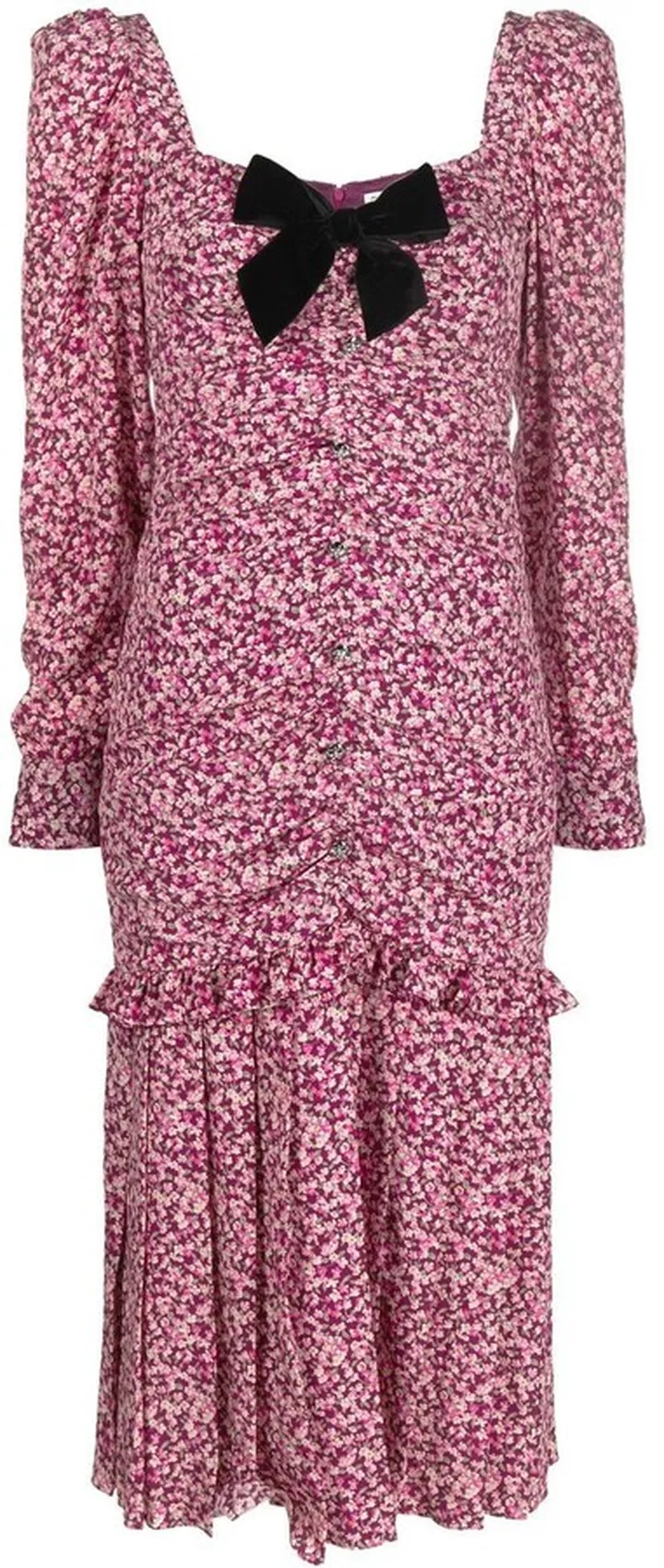 Bow-Detail Floral-Print Dress