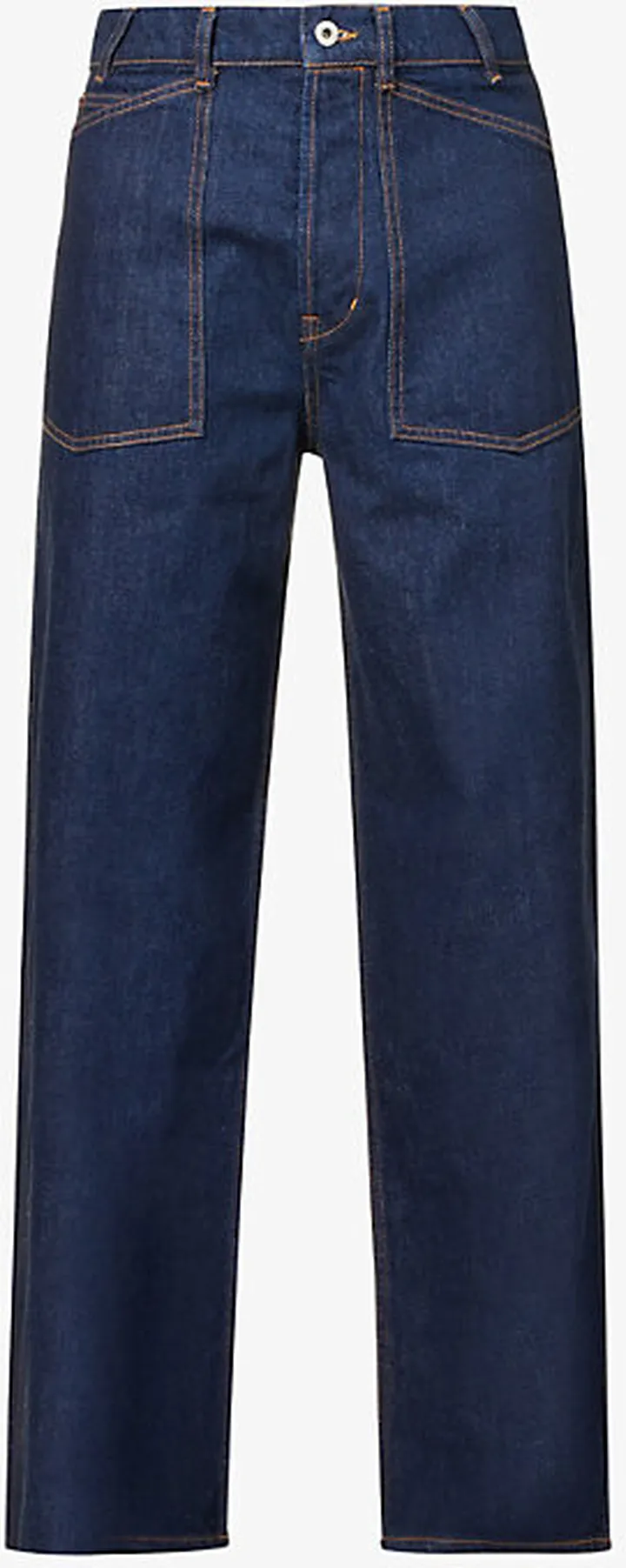 Mens Rinse Blue Sailor Brand-appliqué Wide-leg Relaxed-fit Jeans