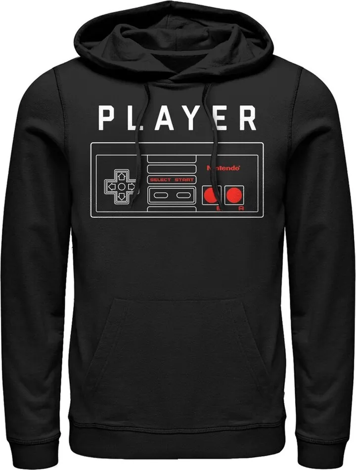 Men's Nintendo Player Controller Pull Over Hoodie - Black - Large