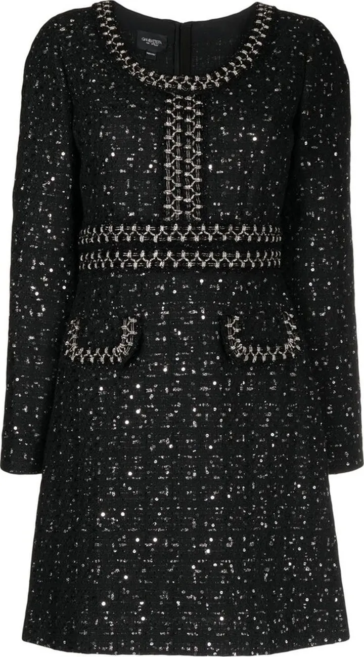 Contrast Trim Bouclé Dress