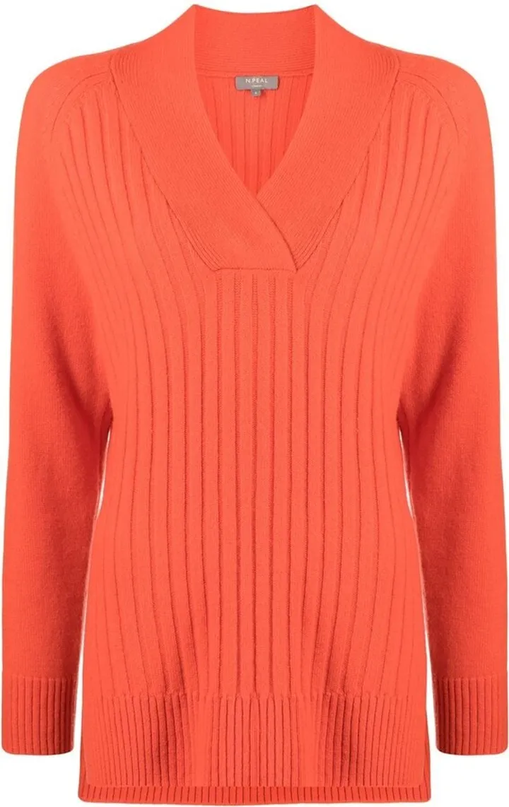 V-neck wide ribbed jumper
