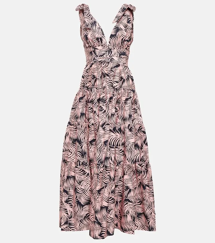 Tiered cotton-blend midi dress