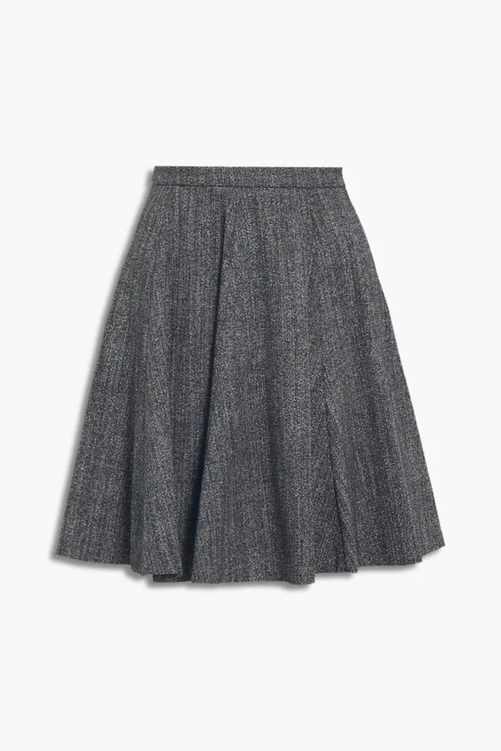 Flared mélange woven mini skirt