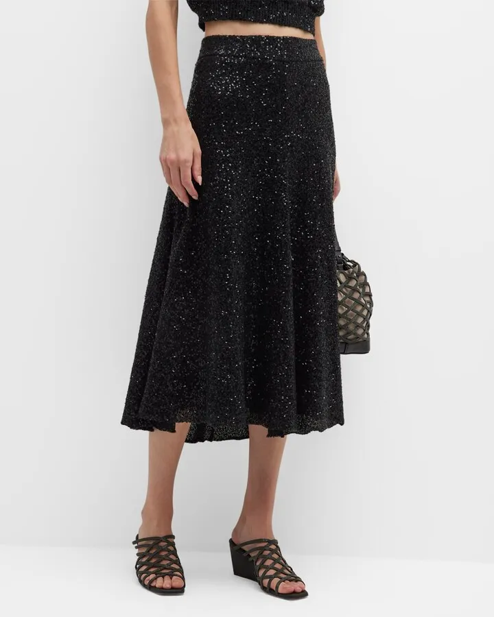 Paillette Cashmere-Blend Midi Dress