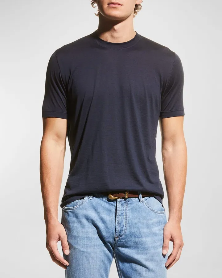 Men's Silk-Cotton Crew T-Shirt