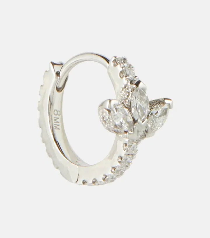 Diamond Lotus 8mm 18kt white gold single earring with diamonds