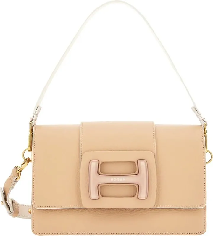 Hogan Logo Buckled Foldover Top Shoulder Bag