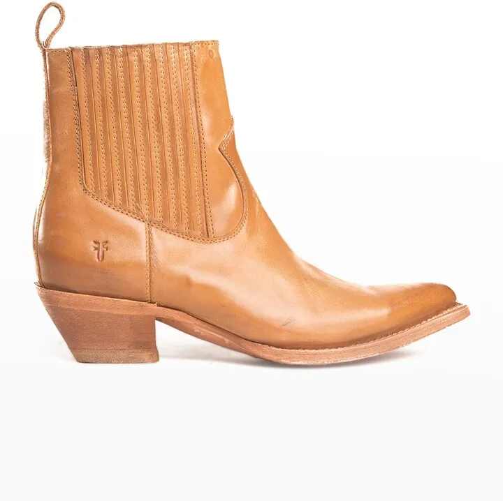 Sacha Leather Western Chelsea Booties