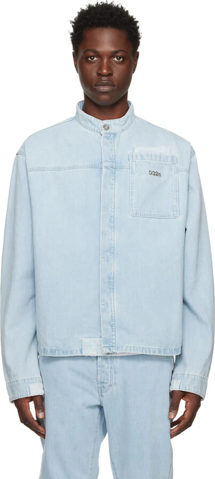 032c Blue Double Shift Patchwork Denim Jacket
