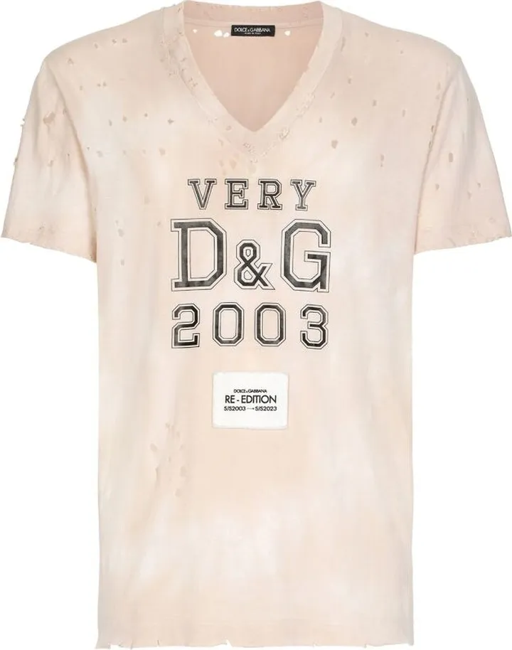 Dolce & Gabbana Re-Edition Cotton Distressed T-Shirt