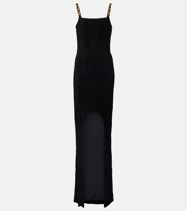 Embellished velvet maxi dress