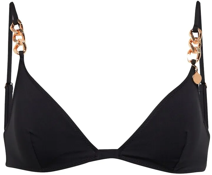 Chain-trimmed triangle bikini top