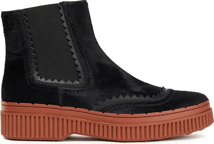 Leather-trimmed calf hair Chelsea boots