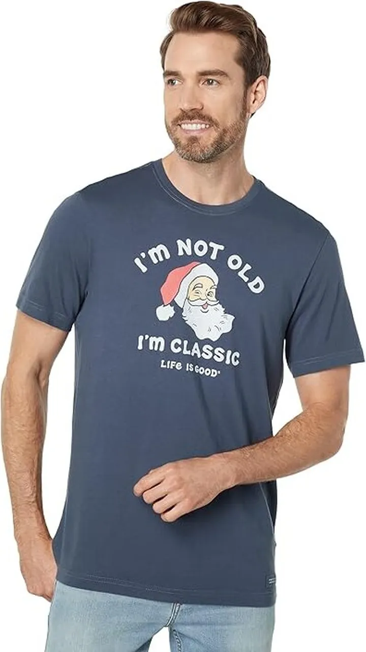 Life is Good I'm Classic Santa Crusher Tee (Darkest Blue) Men's Clothing