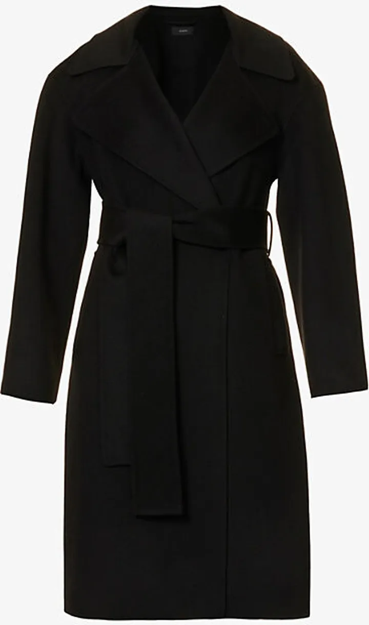 Womens Black Walmer Double-faced Wool and Cashmere-blend Coat