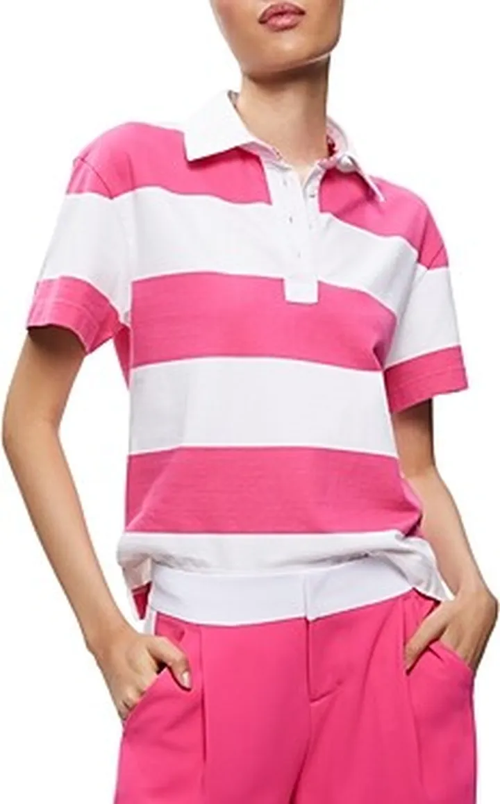 Alice and Olivia Treva Cotton Boxy Polo Shirt