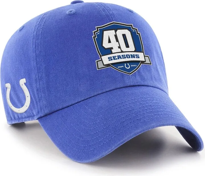 Men's '47 Brand Royal Indianapolis Colts 40th Anniversary Front Patch Clean Up Adjustable Hat