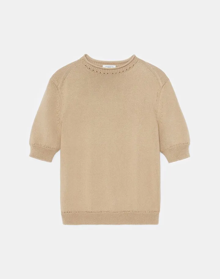 Cotton Silk Tape High Crewneck Sweater