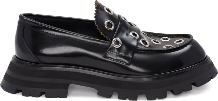 Alexander Mcqueen Leather Eyelet Wander Loafers