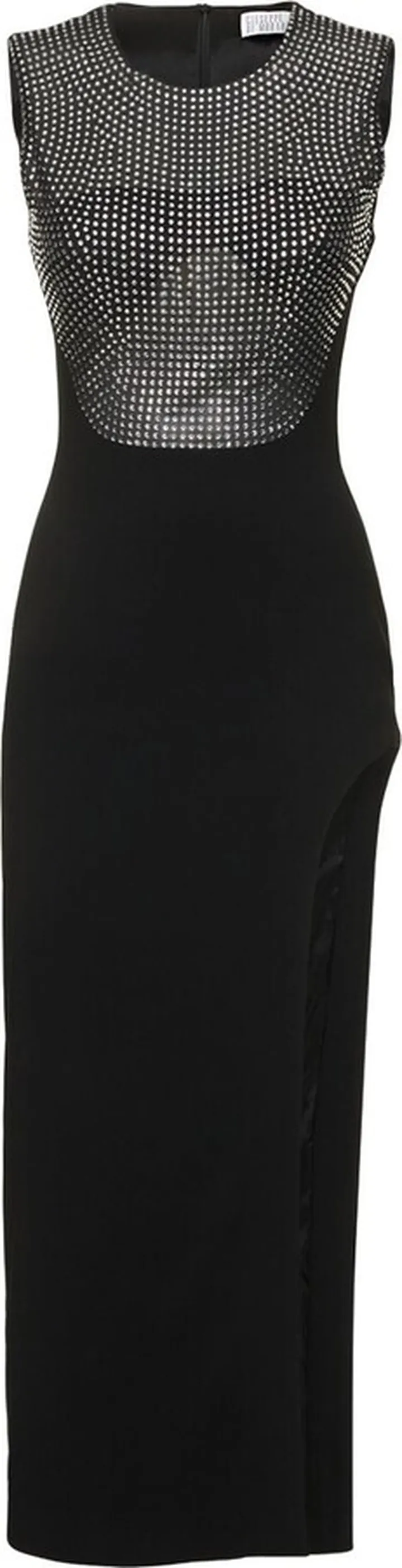 Embellished cady envers satin midi dress