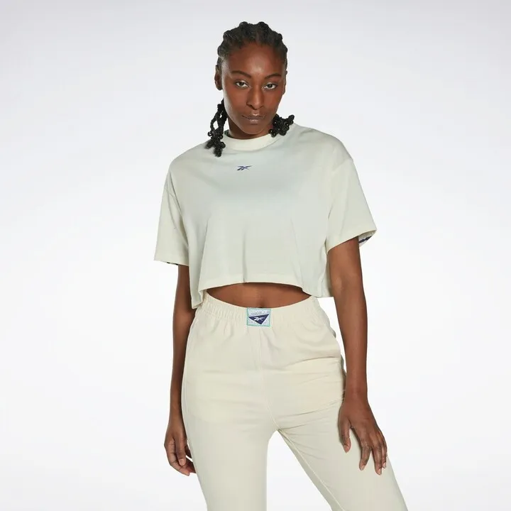 Reebok Les Mills® Crop T-Shirt Womens Athletic T-Shirts Medium Classic White