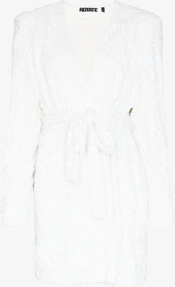 White Samantha Sequin Wrap Dress