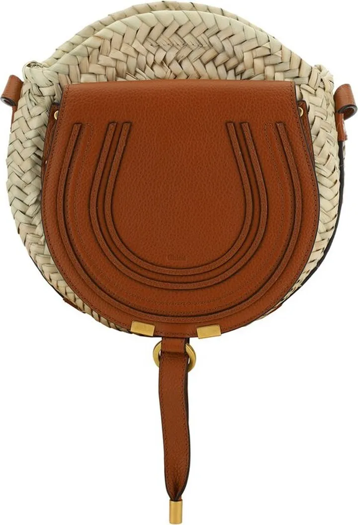 Chloé Marci Raffia Logo Detailed Crossbody Bag