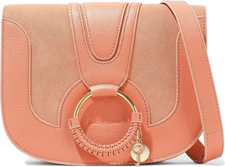 Hana pebbled-leather and suede shoulder bag