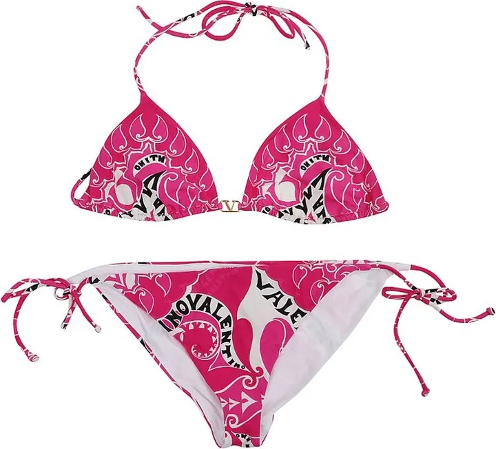 Valentino Archive Manifesto All-Over Printed Bikini Set