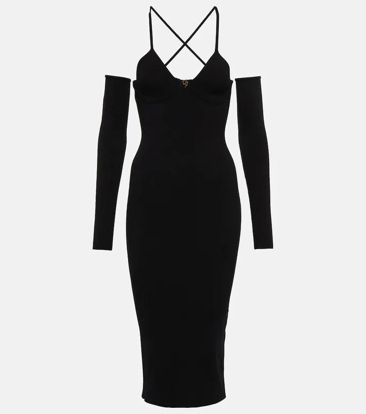 Ribbed-knit midi dress