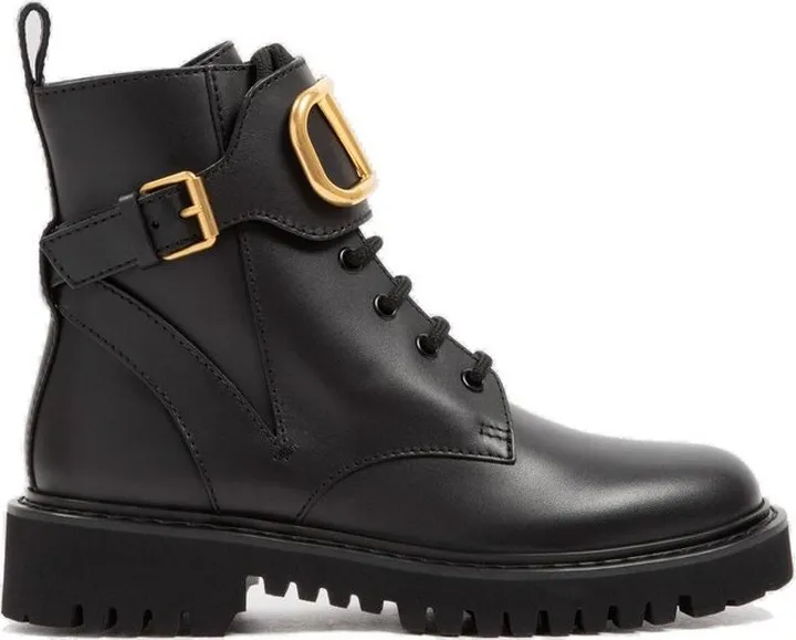 Valentino VLogo Plaque Combat Boots