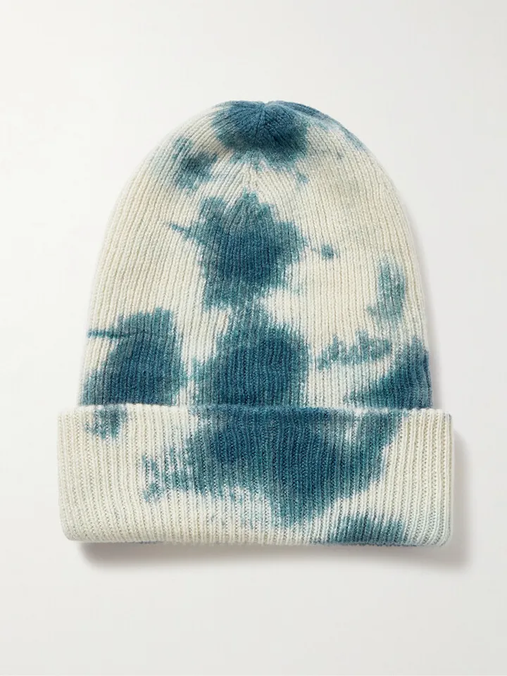 Tie-Dyed Ribbed Cashmere Beanie