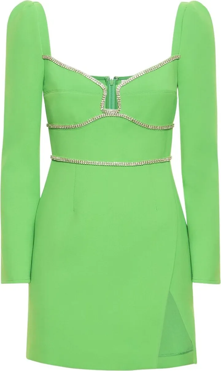 Crepe diamante detail mini dress