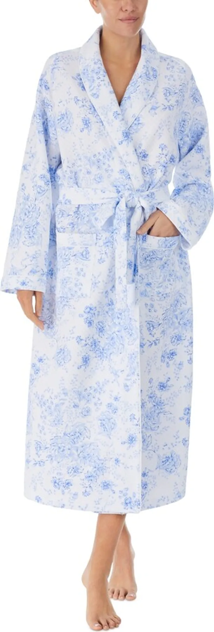Eileen West Women's Belted Quilted Long-Sleeve Wrap Robe