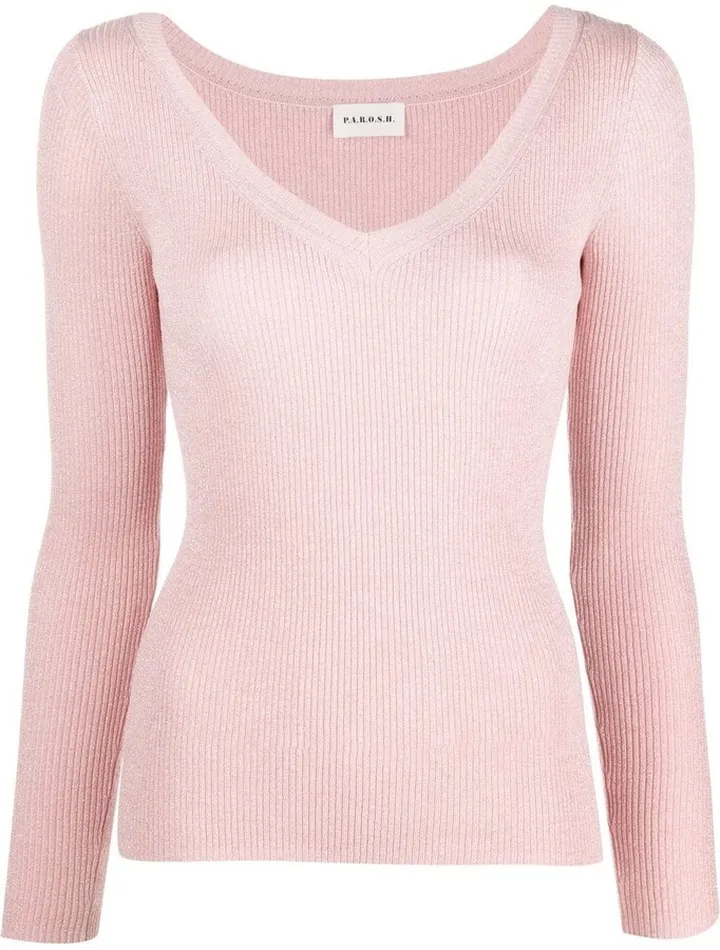 ribbed V-neck jumper