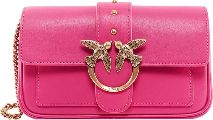 Leather shoulder bag with Love Birds buckle