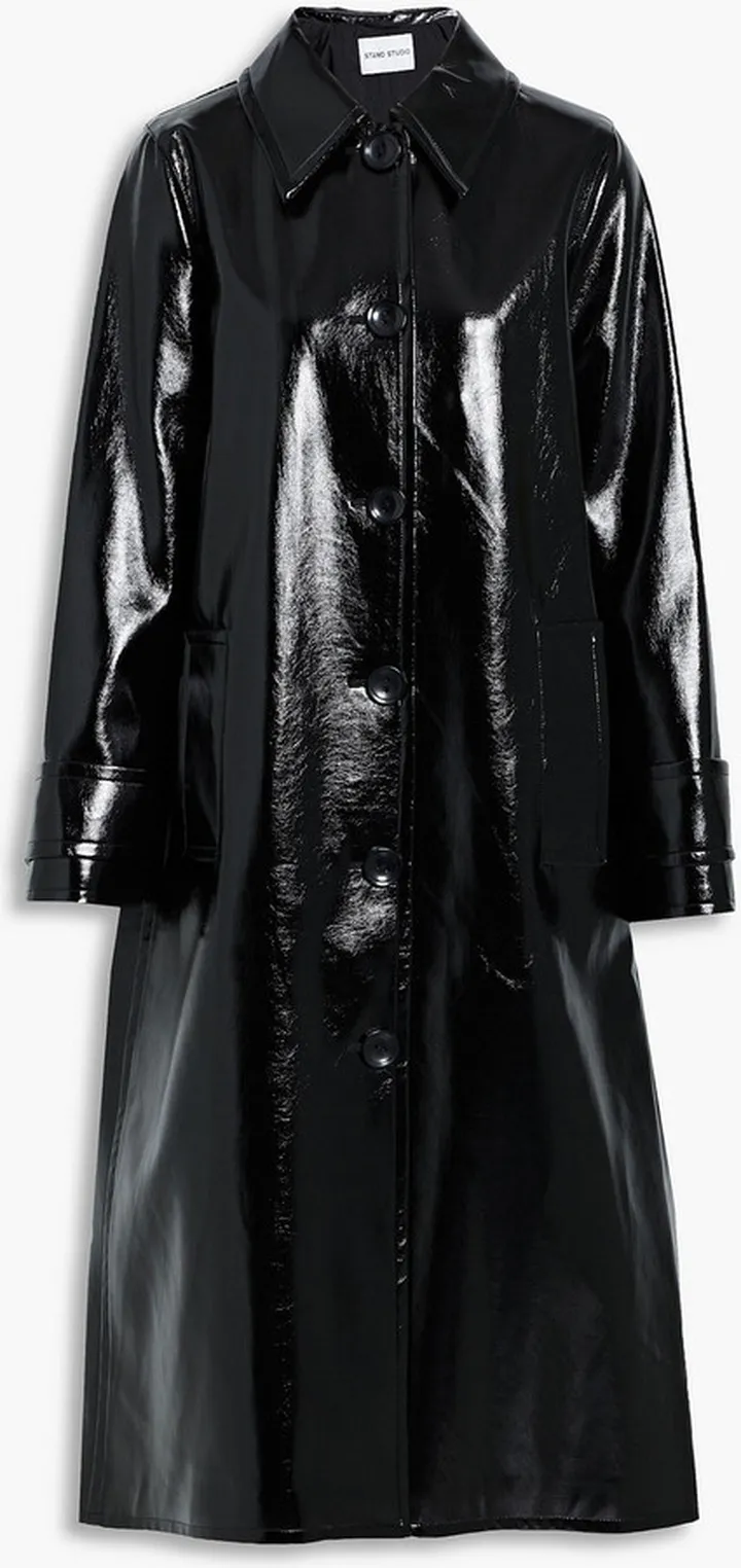 Mette faux patent-leather coat