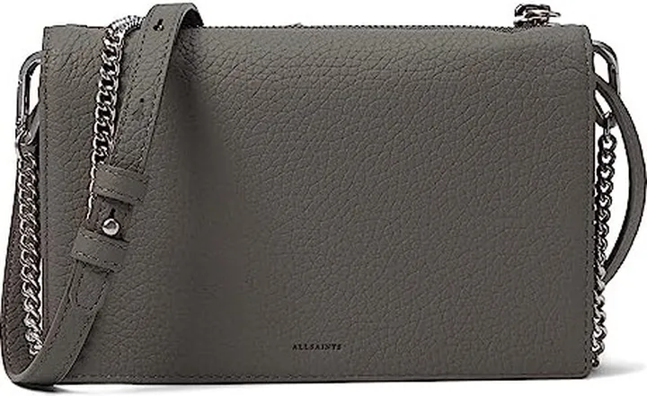 AllSaints Fetch Chain Crossbody Wallet (Storm Grey) Cross Body Handbags