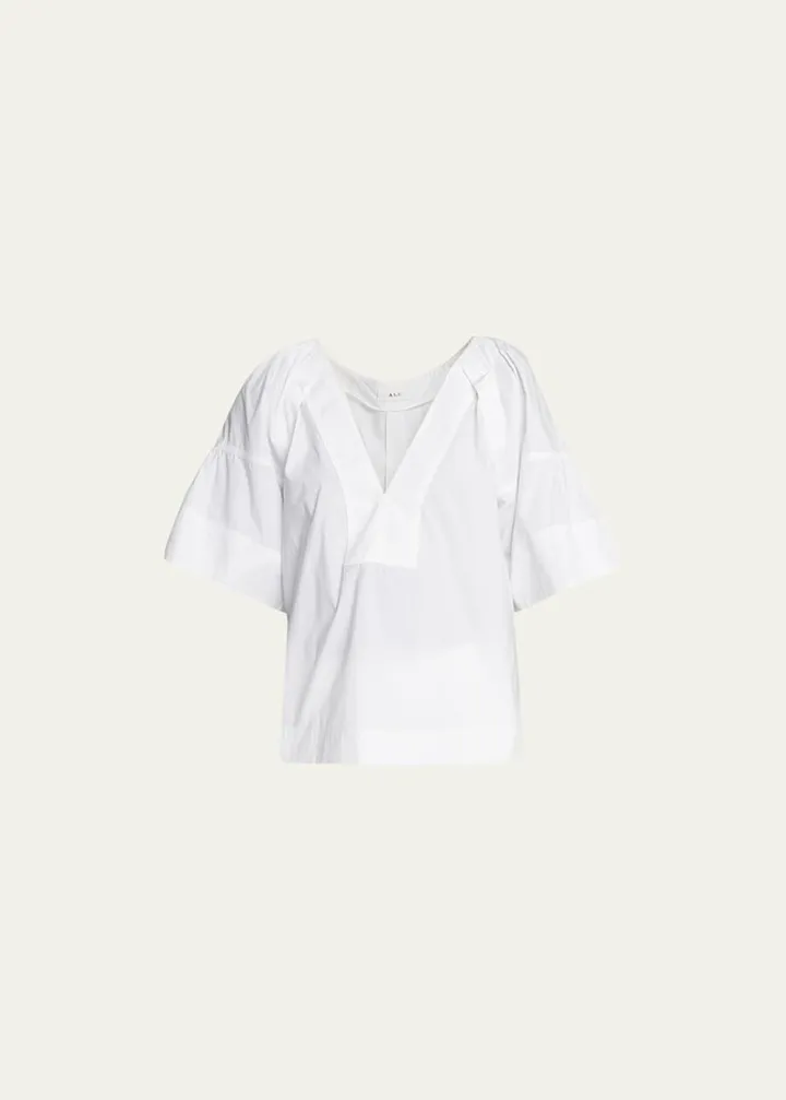 Hillary Cotton V-Neck Tunic Top