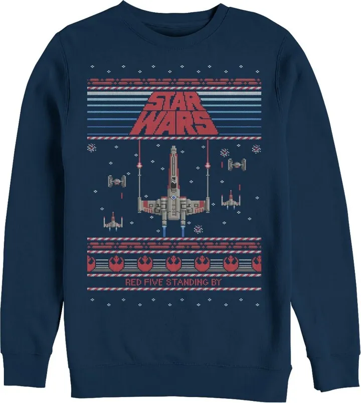 Men's Star Wars Ugly Christmas Five Sweatshirt - Navy Blue - 2X Large