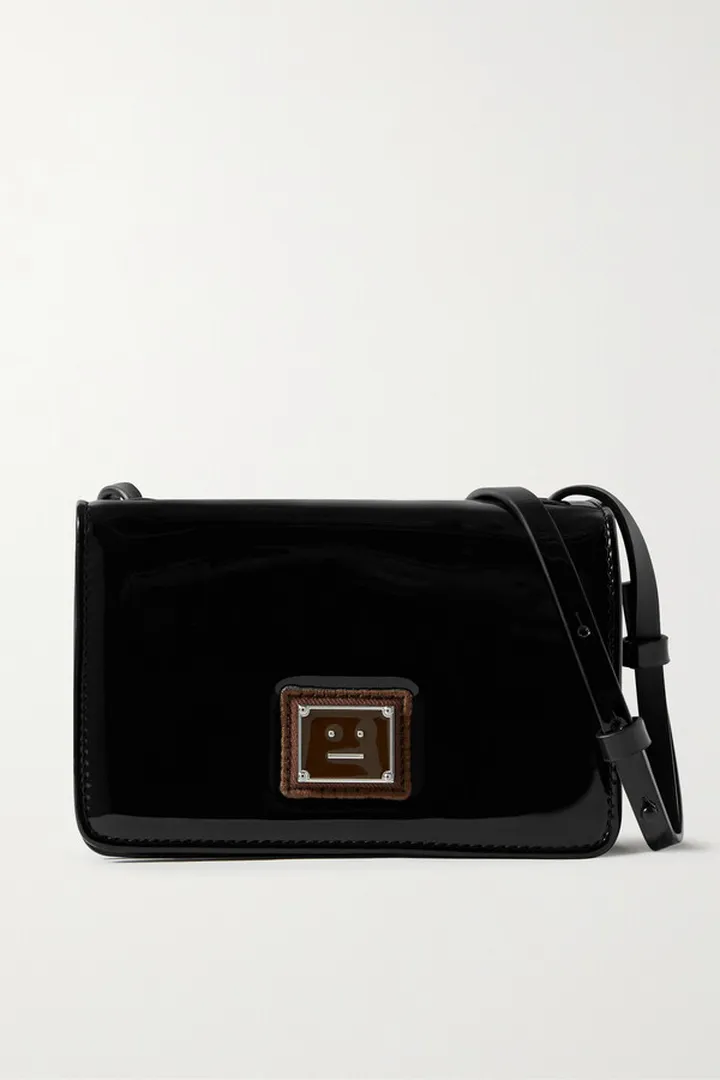 Acne Studios - Appliquéd Faux Patent-leather Shoulder Bag - Black
