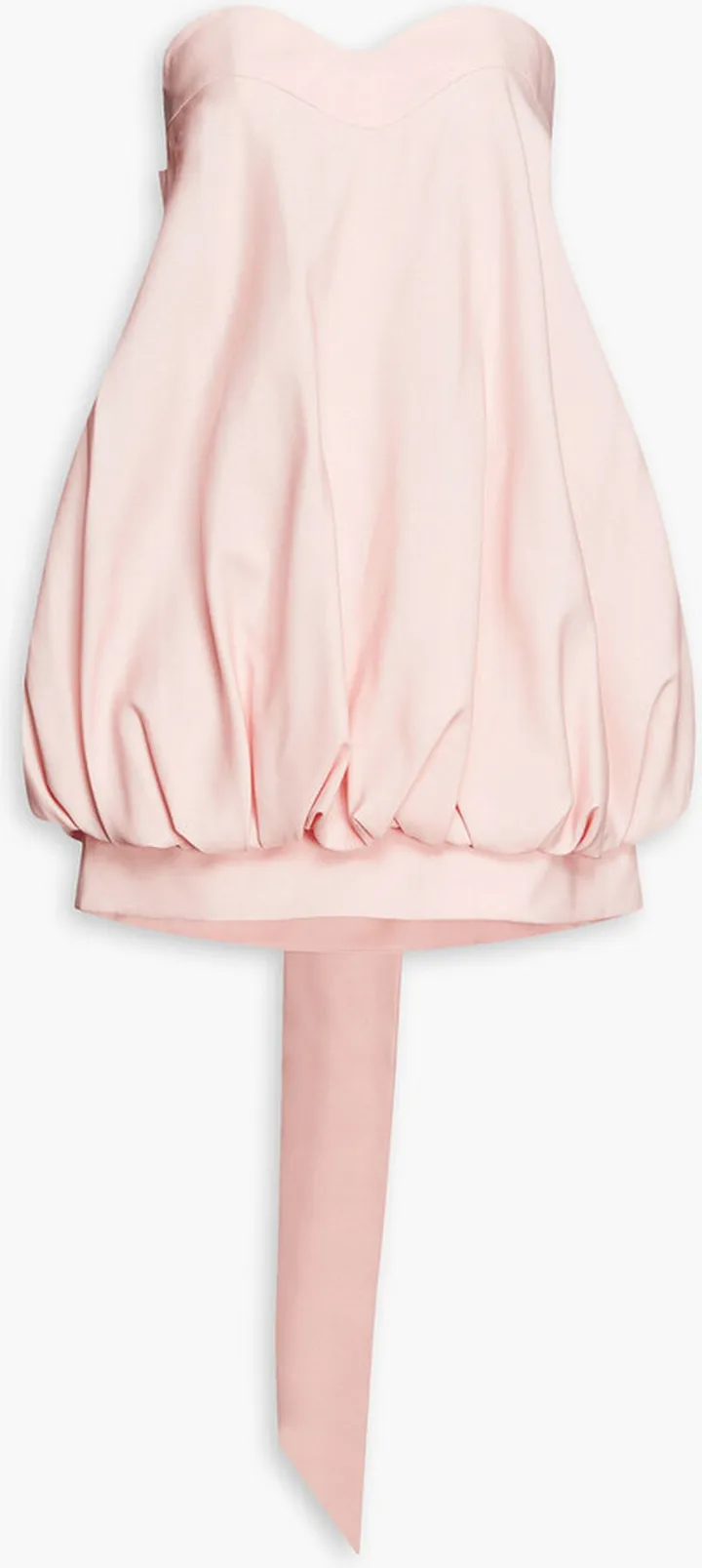 Strapless bow-embellished wool and silk-blend mini dress