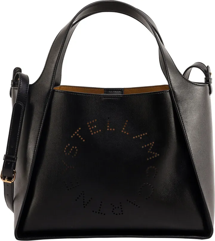 Faux leather shoulder bag with frontal logo