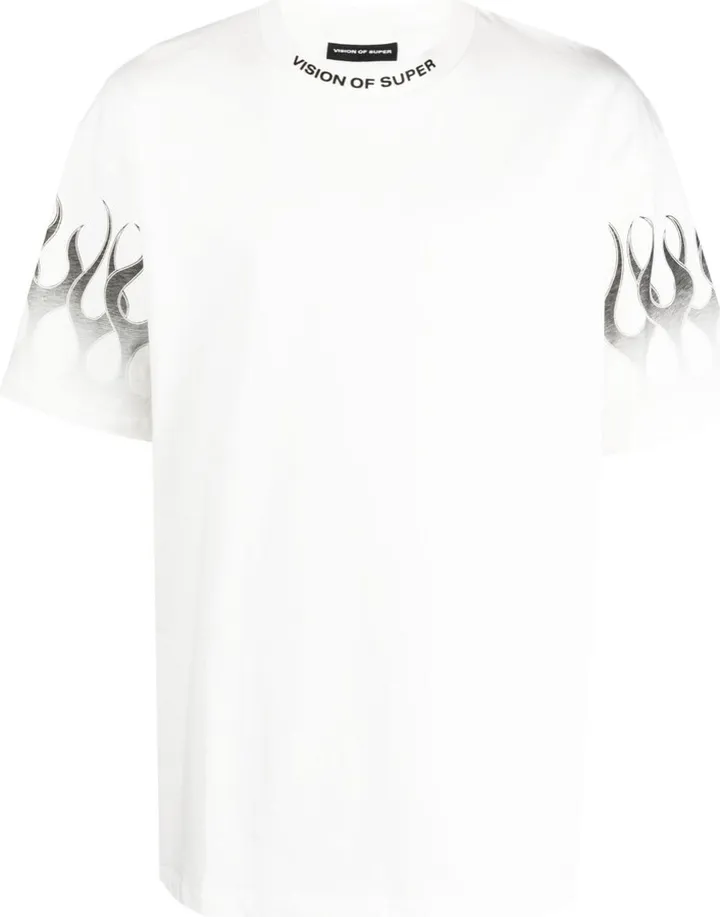 flame-print cotton T-shirt