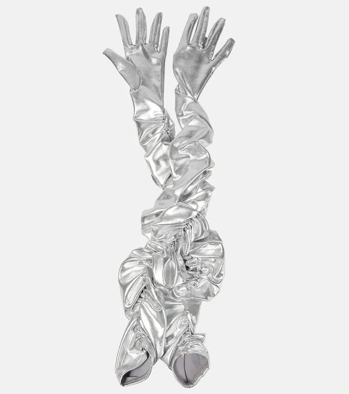 Rhys ruched metallic gloves