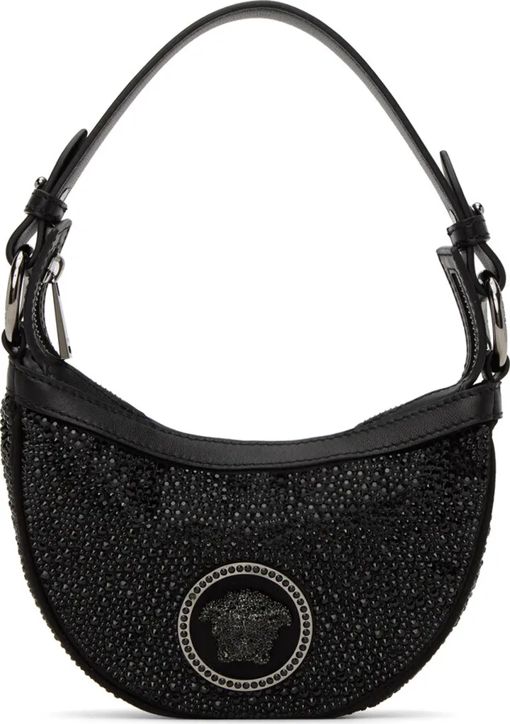 Versace Black Mini Crystal Repeat Bag