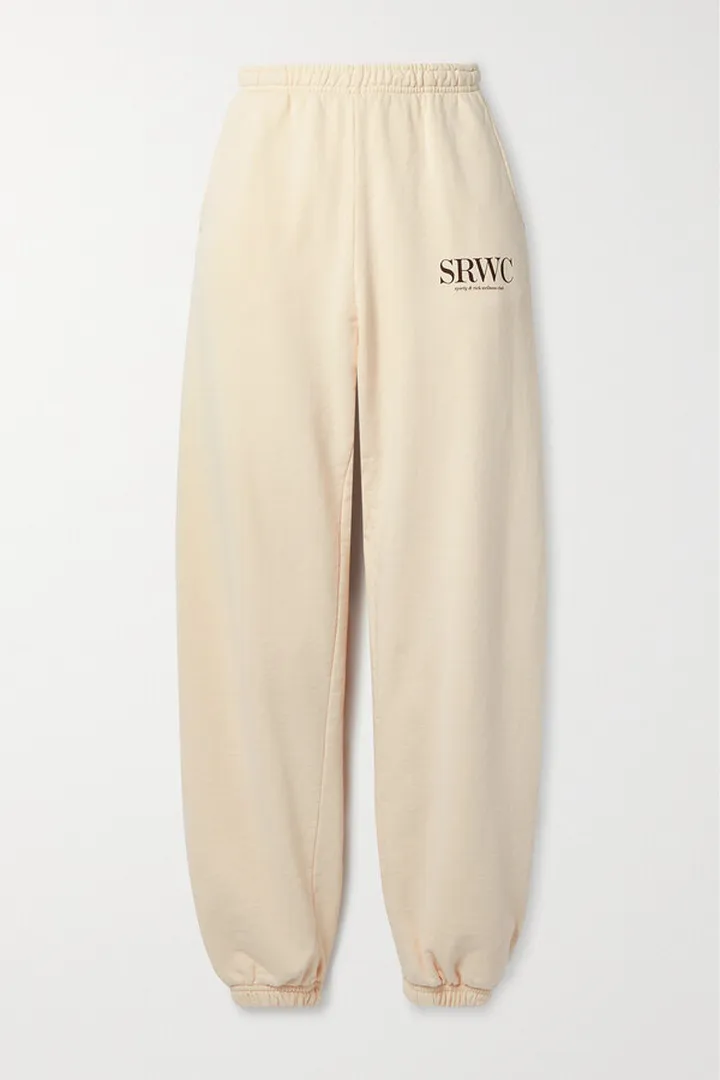 Sporty & Rich - Upper East Side Printed Cotton-jersey Track Pants - Cream