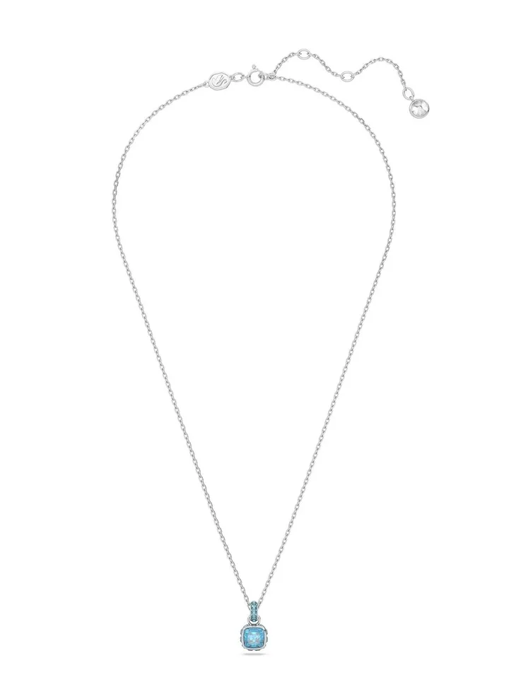 December Birthstone Pendant Rhodium Plated Necklace